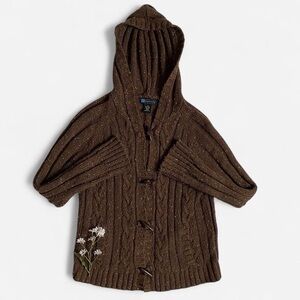 Y2K brown hooded cardigan size XL whimsical granola woodland fairy